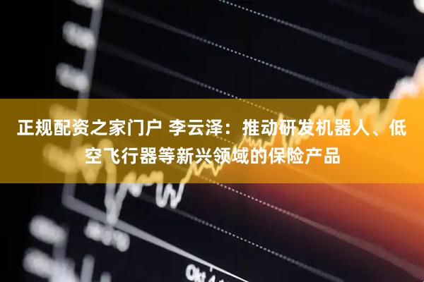 正规配资之家门户 李云泽：推动研发机器人、低空飞行器等新兴领域的保险产品